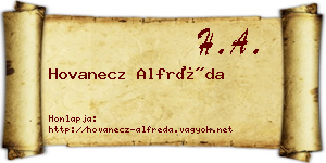 Hovanecz Alfréda névjegykártya